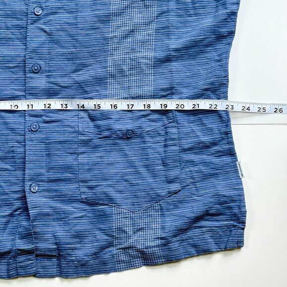 NWOT CUBAVERA Federal Blue Cotton Blend Striped Short Sleeve Button Down Shirt L - Picture 11 of 13